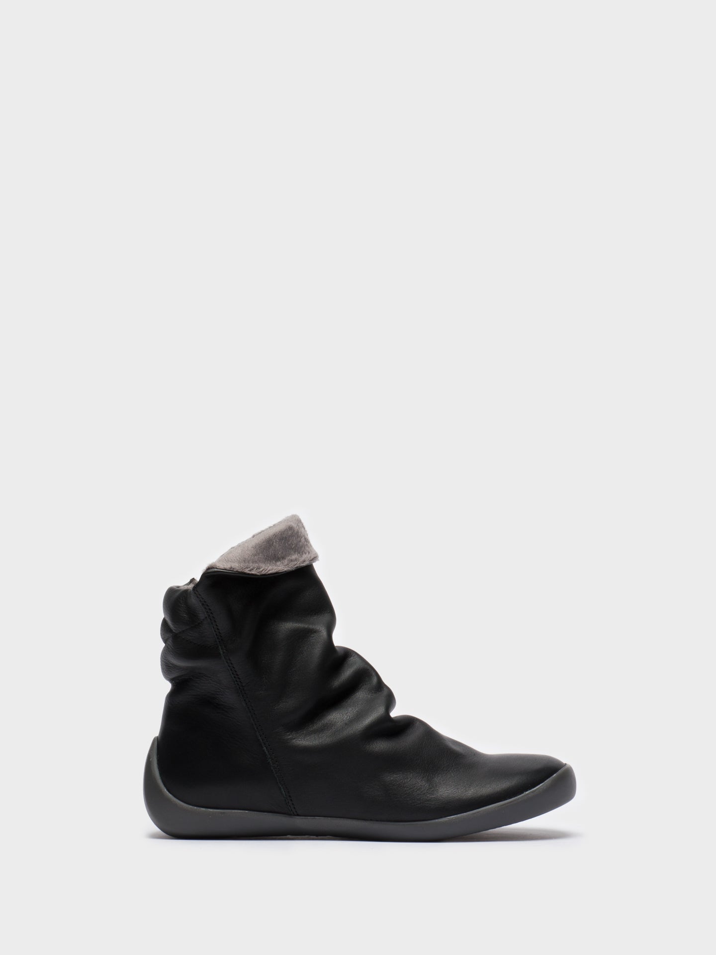 Softinos Gray Black Zip Up Ankle Boots